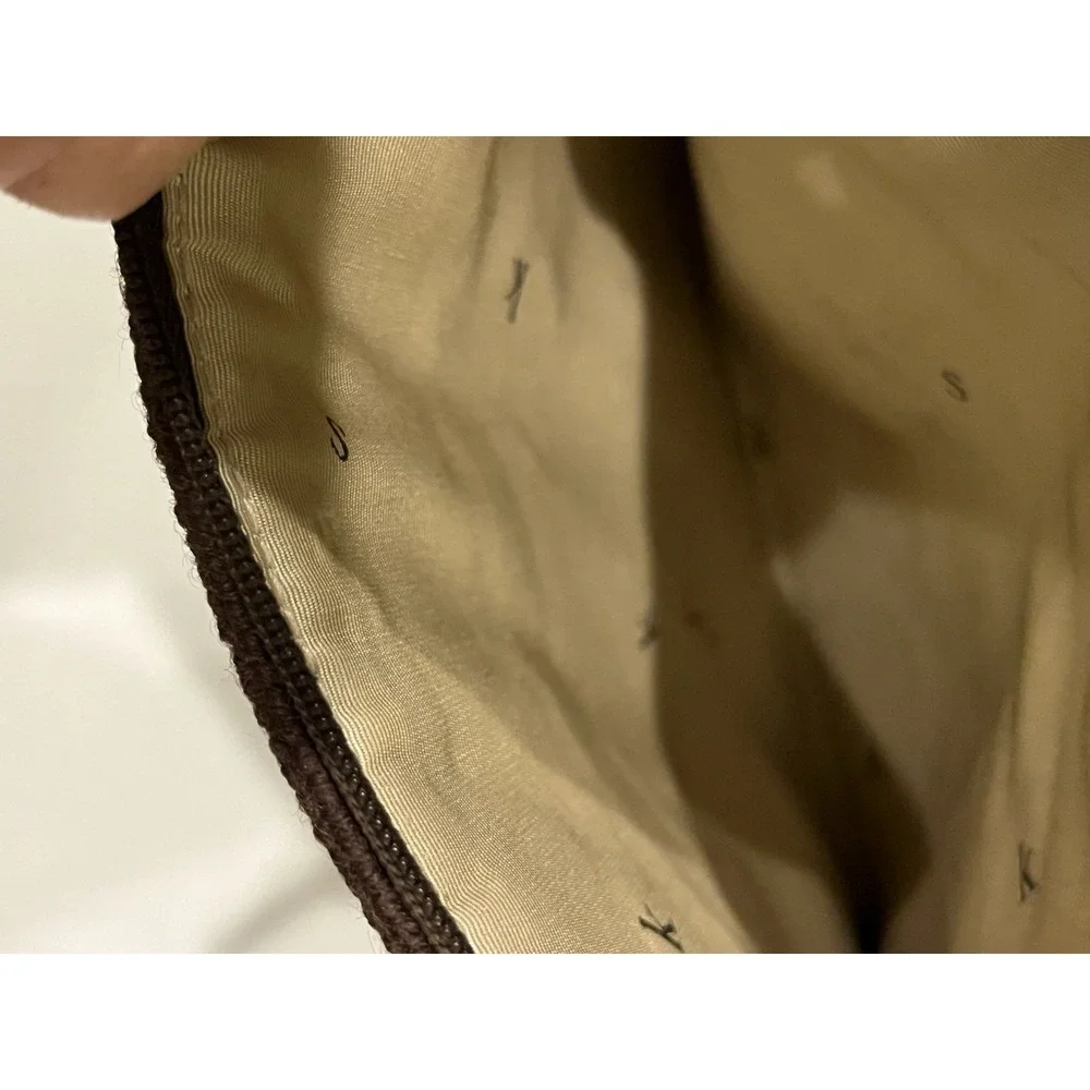Kate Spade Brown Needlepoint Initial Bag Cosmetic Case Pouch‎ Vintage